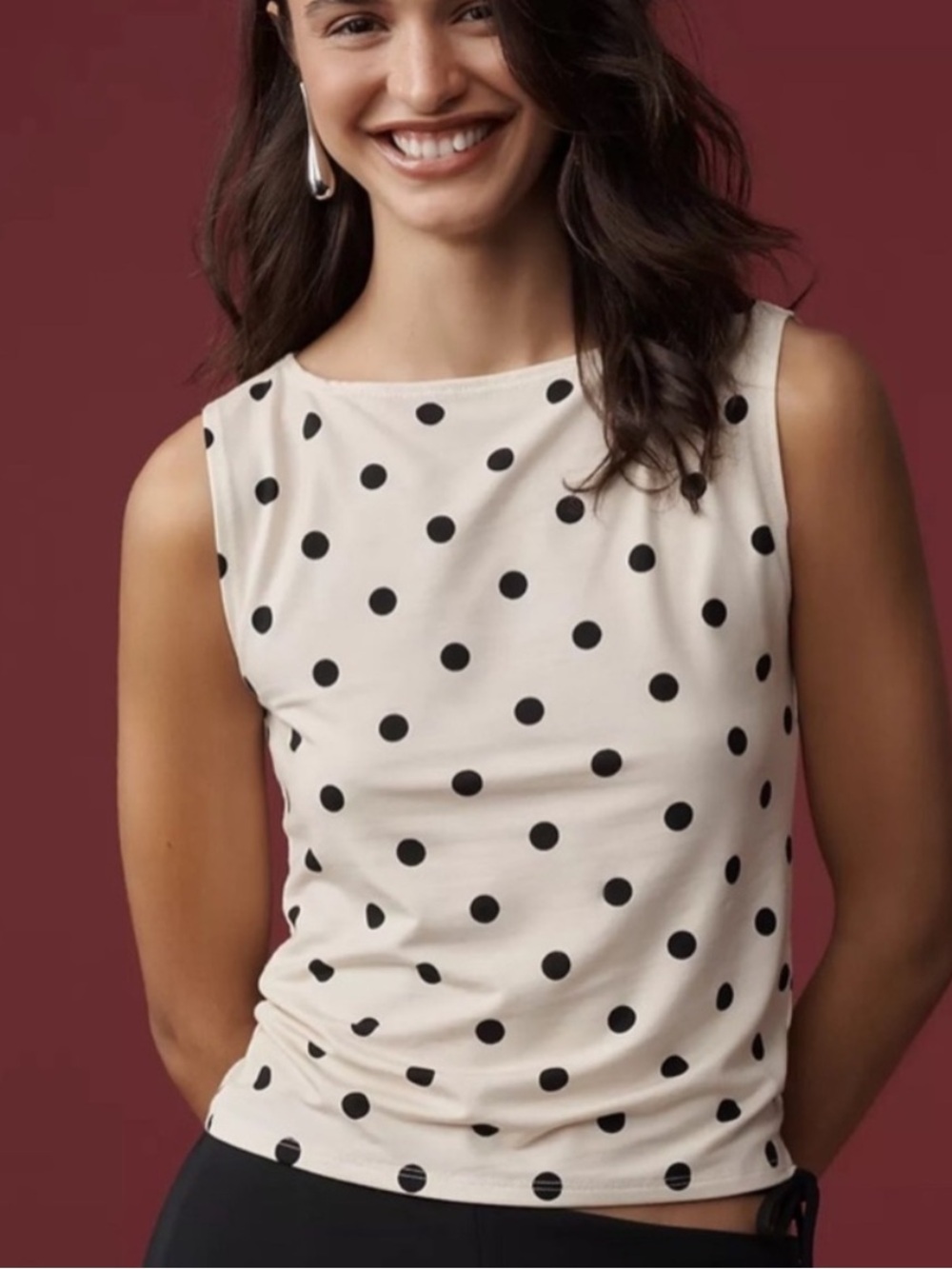 Reformation Dusk Knit Top Sundae Polka Dot